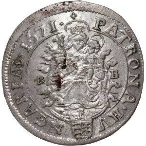 Hungary, Leopold I, 6 Kreuzer 1671 KB, Kremnitz