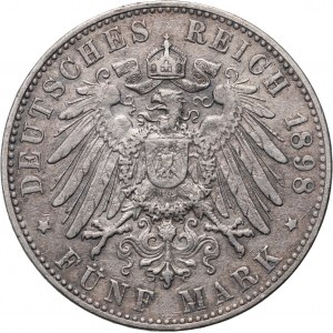 Deutschland, Hamburg, 5 Mark 1898 J