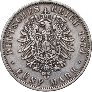 Germany, Prussia, Wilhelm I, 5 Mark 1874 A, Berlin