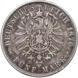 Germany, Bavaria, Ludwig II, 5 Mark 1876 D, Munich