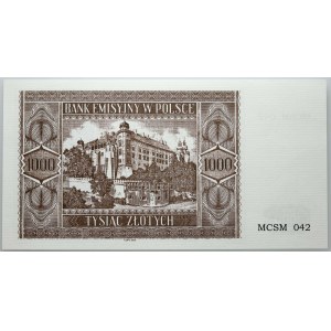 Všeobecná vláda, 1000 zlotých 1.08.1941, série MCSM, rekonstrukce Krakowiak