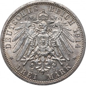 Germany, Prussia, Wilhelm II, 3 Mark 1914 A, Berlin