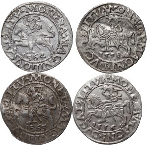 Sigismund II. Augustus, Satz von 4 Halbpfennigen, datiert 1556-1565, Vilnius