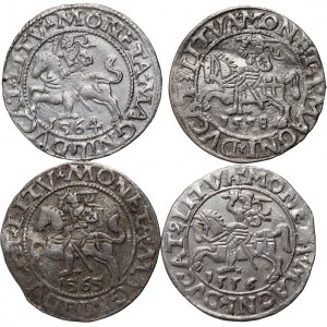 Sigismund II Augustus, set of 4 x half-penny dated 1556-1565, Vilnius