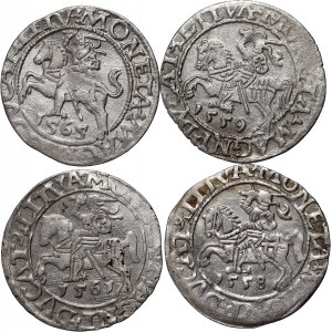 Sigismund II Augustus, set of 4 x half-penny dated 1558-1565, Vilnius