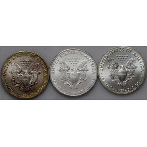 USA, 3 x 1 Dollar 1991-2016, Liberty