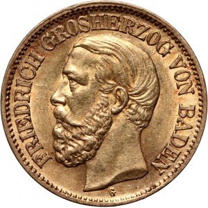 Německo, Bádensko, Frederick I, 10 značek 1898 G, Karlsruhe