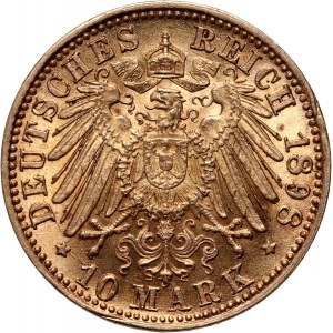 Germany, Baden, Friedrich I, 10 Mark 1898 G, Karlsruhe