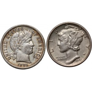 Stany Zjednoczone Ameryki, zestaw, 10 centów 1904 i 10 centów 1943 S