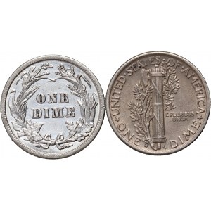 Stany Zjednoczone Ameryki, zestaw, 10 centów 1904 i 10 centów 1943 S