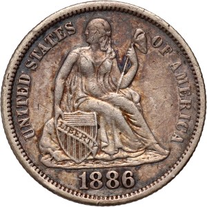 Spojené štáty americké, 10 centov (Dime) 1886, Seated Liberty, Philadelphia