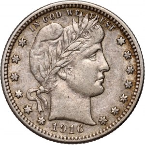 USA, 1/4 Dollar 1916 D, Denver, Barber