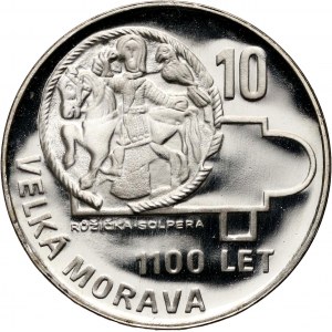 Československo, 10 korun 1966, Velká Morava, zrcadlová známka (PROOF)