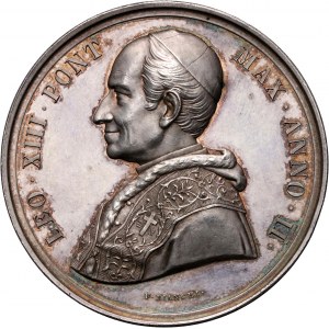 Vatikán, Lev XIII., stříbrná medaile z druhého roku jeho pontifikátu (1879), Řím - nádhera!
