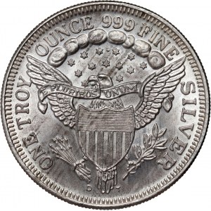 Spojené štáty americké, medaila, jedna unca striebra, rýdze striebro, podľa vzoru jednodolárovej mince