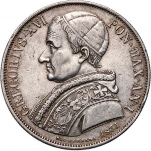 Watykan, Grzegorz XVI, scudo 1831-I R, Rzym