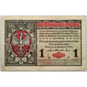 Generalgouvernement, 1 polnische Mark 9.12.1916, jenerał, Serie A