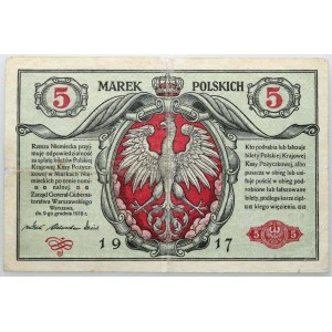 Generalne Gubernatorstwo, 5 marek polskich 9.12.1916, Generał, biletów, seria B