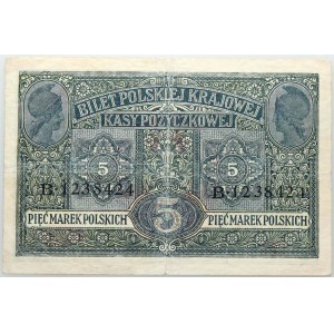 Generalne Gubernatorstwo, 5 marek polskich 9.12.1916, Generał, biletów, seria B