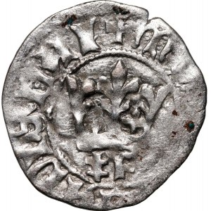 Władysław Jagiełło 1386-1434, halber Pfennig, Wschowa, bezeichnet ‡F, sehr selten (R6)