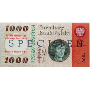 PRL, 1000 złotych 29.10.1965, seria G, SPECIMEN/WZÓR dodatkowo nadruk NBP