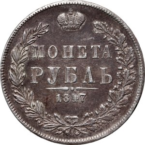 Russische Teilung, Nikolaus I., Rubel 1847 MW, Warschau