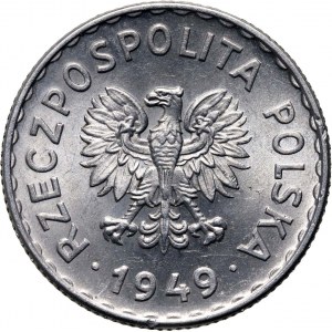 Poľská ľudová republika, 1 zlotý 1949, hliník