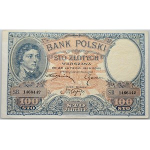 II RP, 100 zloty 28.02.1919, S.B. series.
