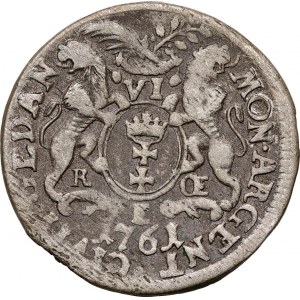 August III, sixpence 1761 REOE, Danzig