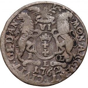 August III., Sixpence 1762 REOE, Danzig