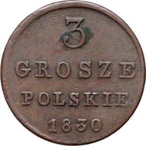 Congress Kingdom, Nicholas I, 3 Polish pennies 1830 FH, Warsaw