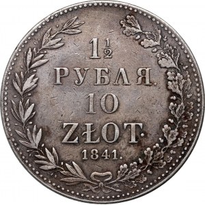 Zabór rosyjski, Mikołaj I, 1 1/2 rubla = 10 złotych 1841 MW, Warszawa