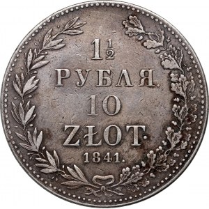 Russian partition, Nicholas I, 1 1/2 rubles = 10 zlotys 1841 MW, Warsaw