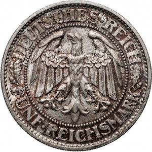 Deutschland, Weimarer Republik, 5 Mark 1931 G, Karlsruhe, Eichen