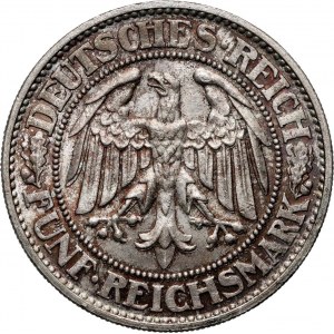 Německo, Výmarská republika, 5 značek 1931 G, Karlsruhe, Oaks