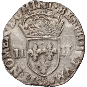 Henrich III. z Valois, 1/4 ecu 1586 9, Rennes