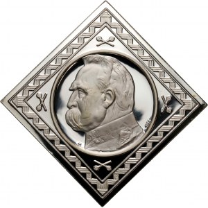 III RP, kopia monety próbnej 10 złotych 1934, klipa Józef Piłsudski