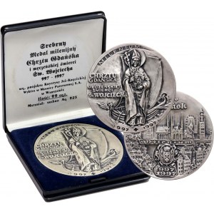 III RP, medaila Milénium krstu v Gdansku, 1997, striebro