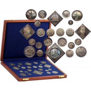 III RP, zestaw 24 KOPII Próbnych monet II RP, Parchimowicz, z autografem J. Parchimowicza