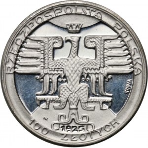 III RP, kópia proof mince 100 zlotých 1925, Mikuláš Koperník