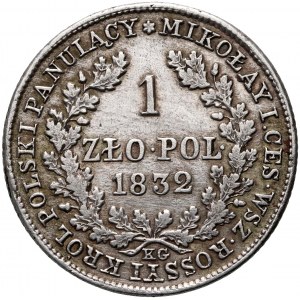 Congress Kingdom, Nicholas I, 1 zloty 1832 KG, Warsaw