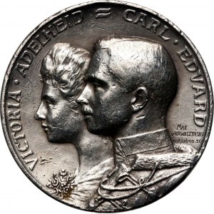 Niemcy, Saksonia-Coburg-Gotha, Karol Edward, srebrny medal zaślubinowy z 1905 roku