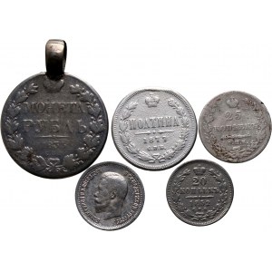 Rosja, zestaw 5 monet z lat 1833-1896