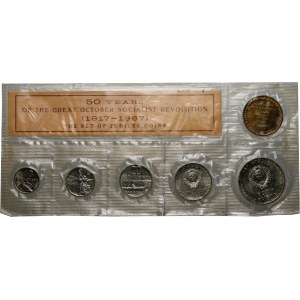 Rusko, SSSR, sada mincí z roku 1967, původní obal, 50. výročí Říjnové revoluce
