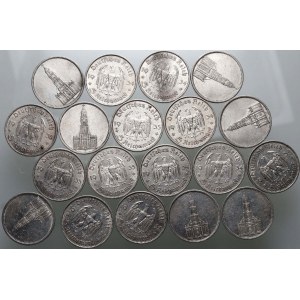 Niemcy, III Rzesza, 5 marek, Kościół, zestaw monet