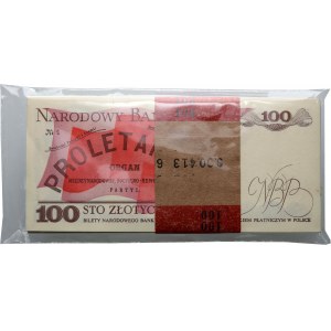 PRL, 100 złotych 1.06.1986, seria NW, paczka bankowa