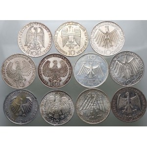 Germany, Federal Republic, lot of 11 x 10 Mark