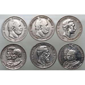 Německo, Sasko a Prusko, sada mincí, 6 x 2 marky
