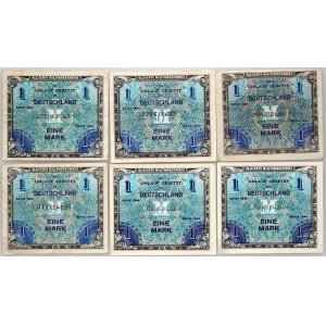 Germany, Allied Occupation, lot, 6 x 1 Mark 1944