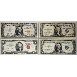 Spojené štáty americké, sada, 3 x 1 dolár a 2 doláre, 1935-1963